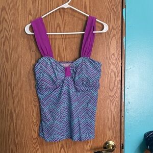 Purple and Blue Patterned Women's  bathing suit Top